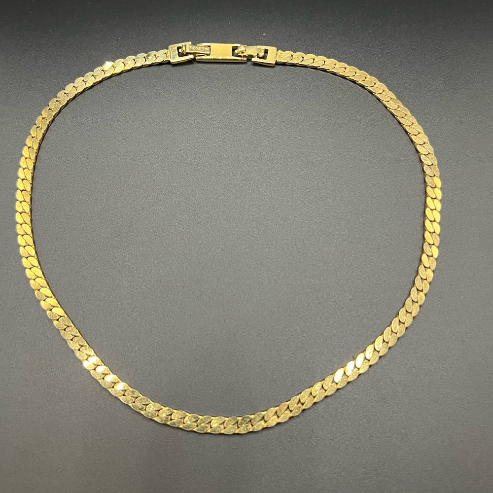 Vintage Monet Gold Tone Flatlink Necklace 1990s